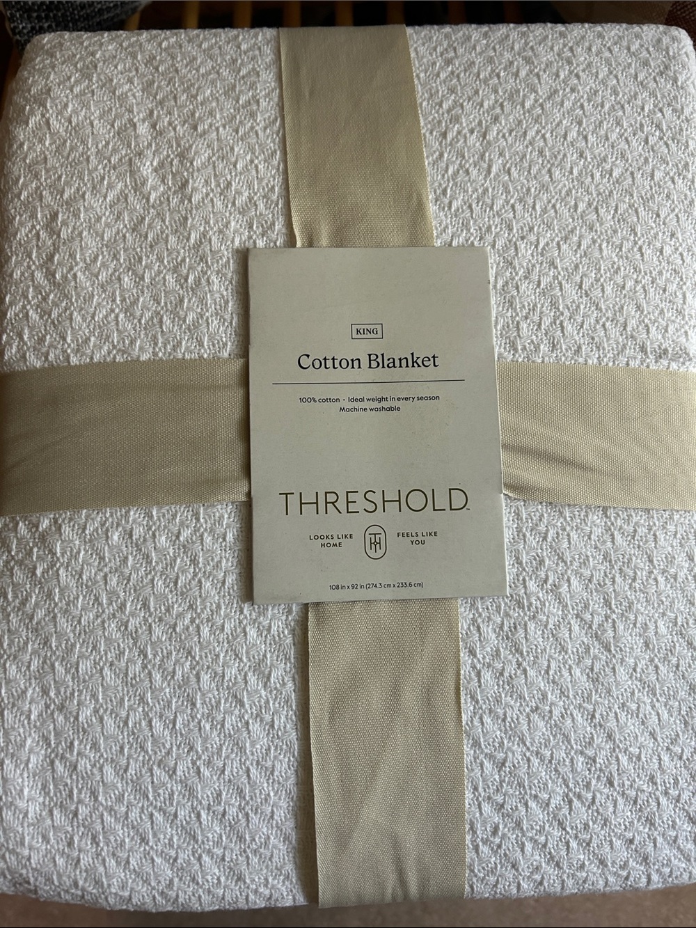 Threshold King 100% Textured Cotton Blanket - 108” x 92”